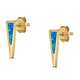 New Style Stud Earring Created Opal Solid 925 Sterling Silver (12.4mm)