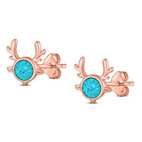 Deer Antler Earrings Created Opal Solid 925 Sterling Silver (10.2mm)