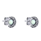 Moon Round Created Opal Solid 925 Sterling Silver (6.6mm)