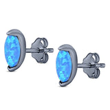 Marquise Stud Earring Created Opal Solid 925 Sterling Silver (5.5mm)