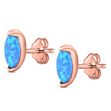 Marquise Stud Earring Created Opal Solid 925 Sterling Silver (5.5mm)