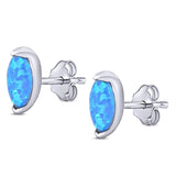 Marquise Stud Earring Created Opal Solid 925 Sterling Silver (5.5mm)