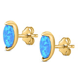 Marquise Stud Earring Created Opal Solid 925 Sterling Silver (5.5mm)