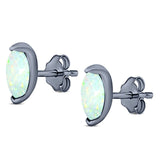 Marquise Stud Earring Created Opal Solid 925 Sterling Silver (5.5mm)