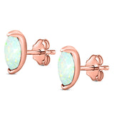 Marquise Stud Earring Created Opal Solid 925 Sterling Silver (5.5mm)