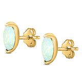 Marquise Stud Earring Created Opal Solid 925 Sterling Silver (5.5mm)