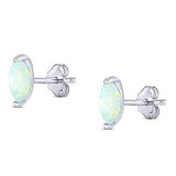 Art Deco Marquise Created Opal Solid 925 Sterling Silver (6.5mm)