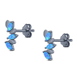 Art Deco Marquise New Style Stud Earring Created Opal Solid 925 Sterling Silver (11.6mm)