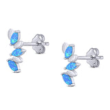 Art Deco Marquise New Style Stud Earring Created Opal Solid 925 Sterling Silver (11.6mm)