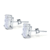 Solitaire Emerald Cut Wedding Earring Simulated Cubic Zirconia 925 Sterling Silver Size - 7mmx5mm
