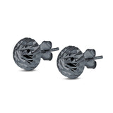 Hand Finish Design Half Ball Stud Earrings 925 Sterling Silver (8mm)