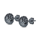 Stud Earrings Half Ball Hand Finish Design 925 Sterling Silver (8mm)