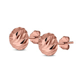 Stud Earrings Half Ball Hand Finish Design 925 Sterling Silver (8mm)