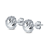 Stud Earrings Half Ball Hand Finish Design 925 Sterling Silver (8mm)