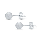 Brushed Screw Ball Round Stud Earrings 925 Sterling Silver (5mm-8mm)