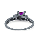 Art Deco Princess Cut Wedding Engagement Bridal Ring Baguette Round Simulated Cubic Zirconia 925 Sterling Silver