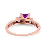 Art Deco Princess Cut Wedding Engagement Bridal Ring Baguette Round Simulated Cubic Zirconia 925 Sterling Silver