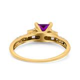 Art Deco Princess Cut Wedding Engagement Bridal Ring Baguette Round Simulated Cubic Zirconia 925 Sterling Silver