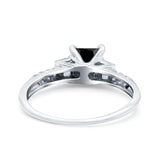 Art Deco Princess Cut Wedding Engagement Bridal Ring Baguette Round Simulated Cubic Zirconia 925 Sterling Silver
