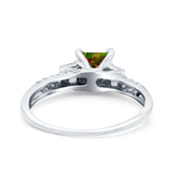 Art Deco Princess Cut Wedding Engagement Bridal Ring Baguette Round Simulated Cubic Zirconia 925 Sterling Silver