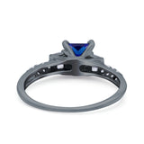 Art Deco Princess Cut Wedding Engagement Bridal Ring Baguette Round Simulated Cubic Zirconia 925 Sterling Silver