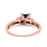 Art Deco Princess Cut Wedding Engagement Bridal Ring Baguette Round Simulated Cubic Zirconia 925 Sterling Silver