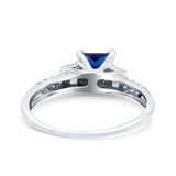 Art Deco Princess Cut Wedding Engagement Bridal Ring Baguette Round Simulated Cubic Zirconia 925 Sterling Silver