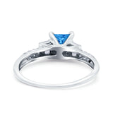 Art Deco Princess Cut Wedding Engagement Bridal Ring Baguette Round Simulated Cubic Zirconia 925 Sterling Silver