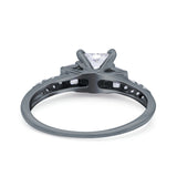 Art Deco Princess Cut Wedding Engagement Bridal Ring Baguette Round Simulated Cubic Zirconia 925 Sterling Silver
