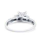 Art Deco Princess Cut Wedding Engagement Bridal Ring Baguette Round Simulated Cubic Zirconia 925 Sterling Silver