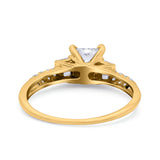 Art Deco Princess Cut Wedding Engagement Bridal Ring Baguette Round Simulated Cubic Zirconia 925 Sterling Silver