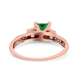 Art Deco Princess Cut Wedding Engagement Bridal Ring Baguette Round Simulated Cubic Zirconia 925 Sterling Silver