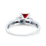 Art Deco Princess Cut Wedding Engagement Bridal Ring Baguette Round Simulated Cubic Zirconia 925 Sterling Silver
