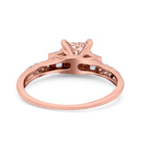 Art Deco Princess Cut Wedding Engagement Bridal Ring Baguette Round Simulated Cubic Zirconia 925 Sterling Silver