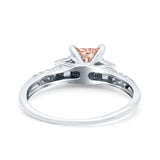 Art Deco Princess Cut Wedding Engagement Bridal Ring Baguette Round Simulated Cubic Zirconia 925 Sterling Silver