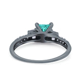 Art Deco Princess Cut Wedding Engagement Bridal Ring Baguette Round Simulated Cubic Zirconia 925 Sterling Silver