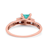 Art Deco Princess Cut Wedding Engagement Bridal Ring Baguette Round Simulated Cubic Zirconia 925 Sterling Silver