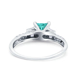 Art Deco Princess Cut Wedding Engagement Bridal Ring Baguette Round Simulated Cubic Zirconia 925 Sterling Silver