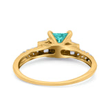 Art Deco Princess Cut Wedding Engagement Bridal Ring Baguette Round Simulated Cubic Zirconia 925 Sterling Silver