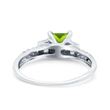 Art Deco Princess Cut Wedding Engagement Bridal Ring Baguette Round Simulated Cubic Zirconia 925 Sterling Silver