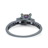 Art Deco Princess Cut Wedding Engagement Bridal Ring Baguette Round Simulated Cubic Zirconia 925 Sterling Silver