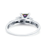 Art Deco Princess Cut Wedding Engagement Bridal Ring Baguette Round Simulated Cubic Zirconia 925 Sterling Silver