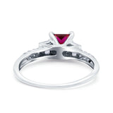 Art Deco Princess Cut Wedding Engagement Bridal Ring Baguette Round Simulated Cubic Zirconia 925 Sterling Silver
