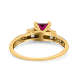 Art Deco Princess Cut Wedding Engagement Bridal Ring Baguette Round Simulated Cubic Zirconia 925 Sterling Silver