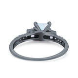 Art Deco Princess Cut Wedding Engagement Bridal Ring Baguette Round Simulated Cubic Zirconia 925 Sterling Silver