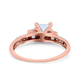 Art Deco Princess Cut Wedding Engagement Bridal Ring Baguette Round Simulated Cubic Zirconia 925 Sterling Silver