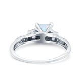 Art Deco Princess Cut Wedding Engagement Bridal Ring Baguette Round Simulated Cubic Zirconia 925 Sterling Silver