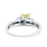 Art Deco Princess Cut Wedding Engagement Bridal Ring Baguette Round Simulated Cubic Zirconia 925 Sterling Silver