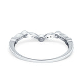 Curved Art Deco 4mm Band Ring Round Eternity Simulated CZ 925 Sterling Silver