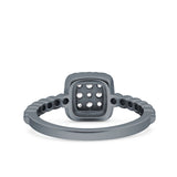 Art Deco Square Halo Wedding Engagement Bridal Ring Round Simulated Cubic Zirconia 925 Sterling Silver